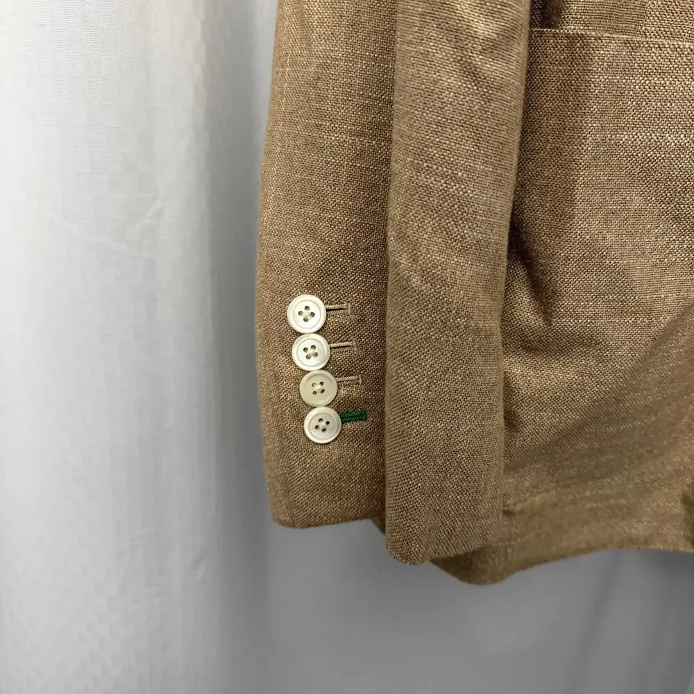 J Hilburn Bamboo Blazer Mens 42S Woven Unstructured Light Brown Tan Two Button